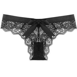 HALLOWEEN SALE Midnight Black Satin Lace Thong Panty